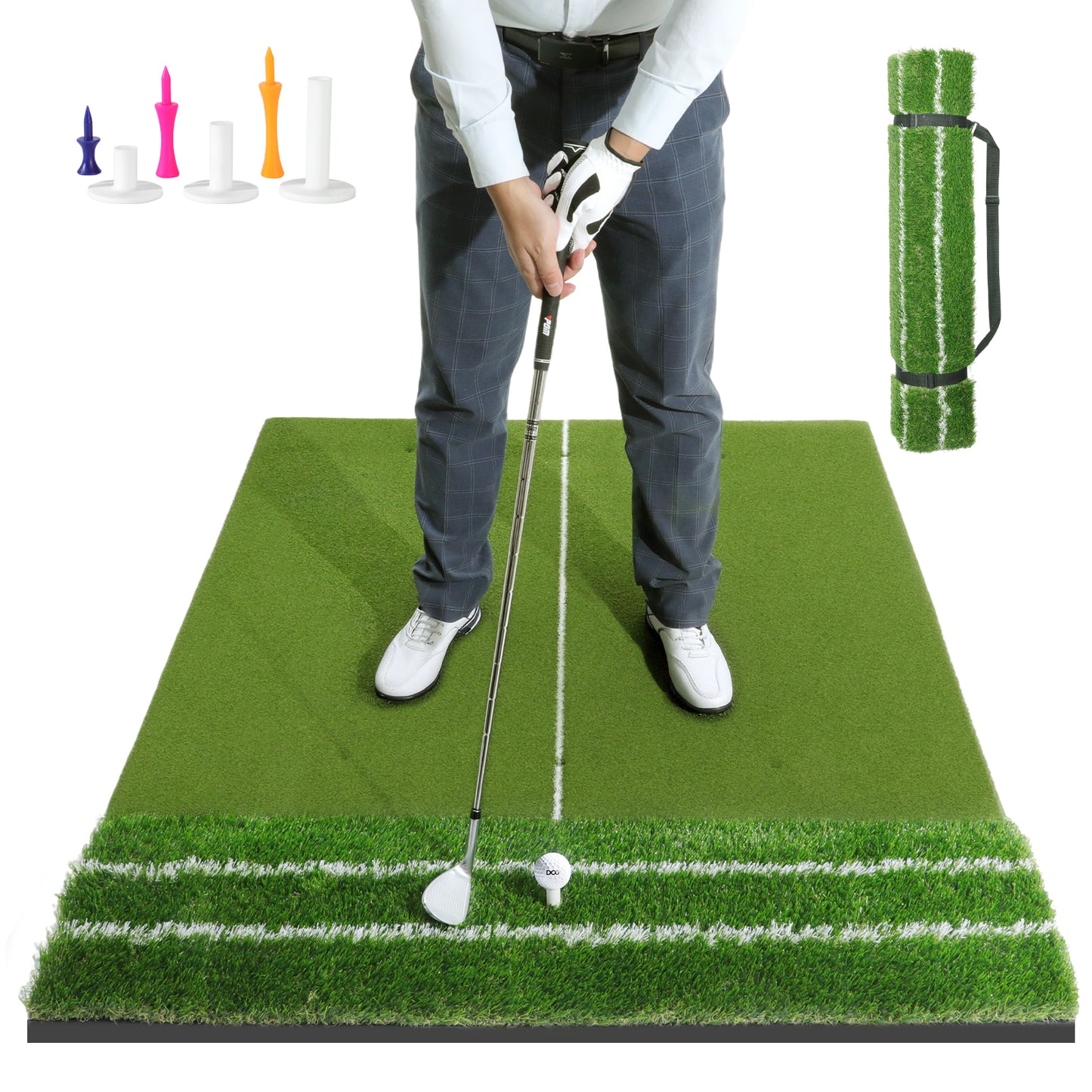 5x4 ft Golf Hitting Mat with Alignment Lines - Fairway & Rough Grass Mat - Golf Swing Training Aid - Golf Mat - Golf Mats Practice Indoor Outdoor - Golf Practice Mat Golf Turf Mat Golf Simulator Mat