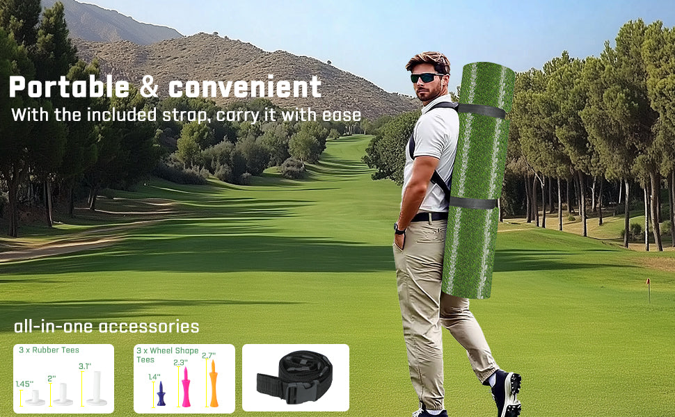 5x4 ft Golf Hitting Mat with Alignment Lines - Fairway & Rough Grass Mat - Golf Swing Training Aid - Golf Mat - Golf Mats Practice Indoor Outdoor - Golf Practice Mat Golf Turf Mat Golf Simulator Mat
