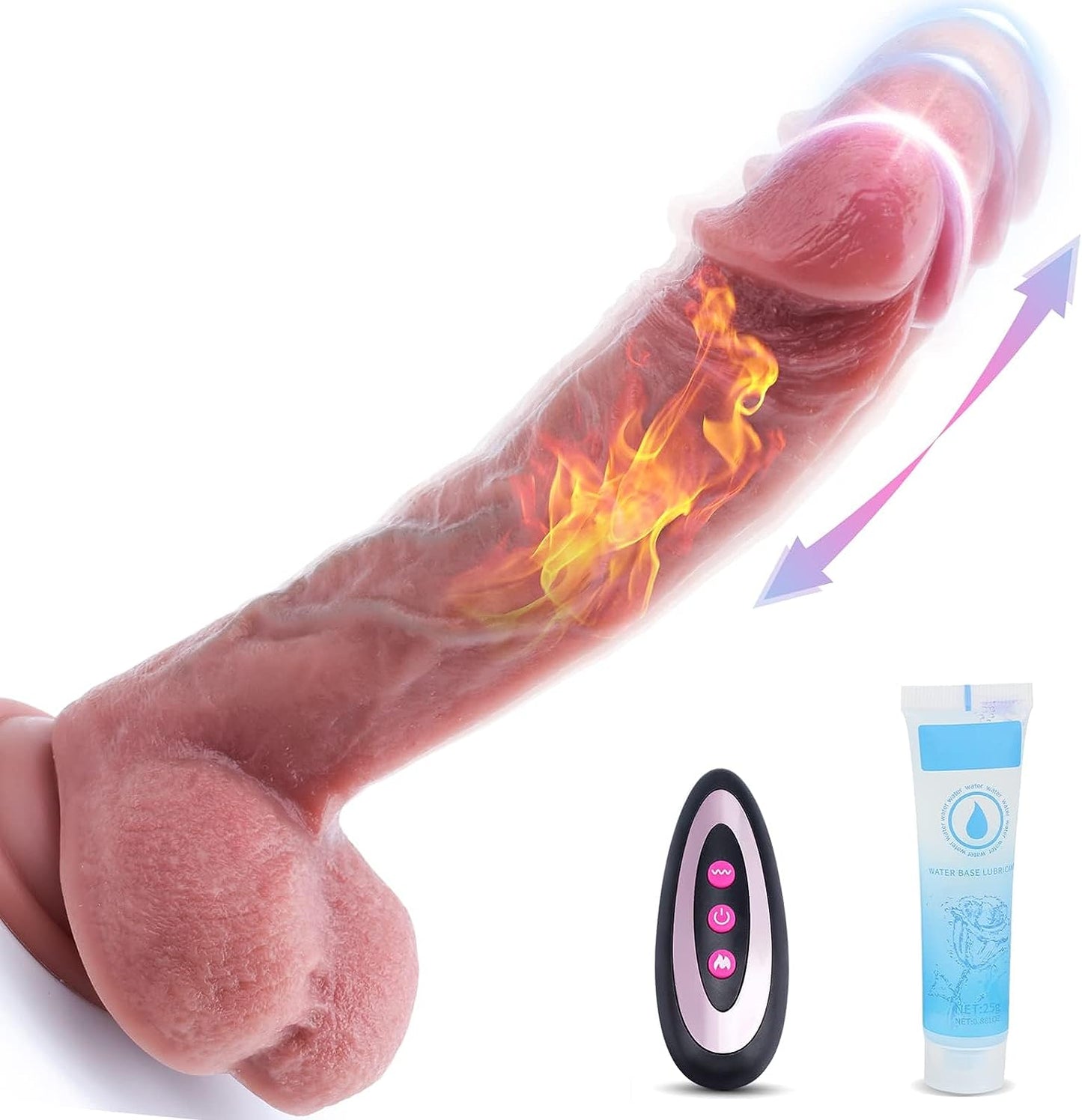 Thrusting Realistic Dildo Vibrator with Vibrating & Heating, Soft Silicone Anal Dildos for Clit G-spot Stimulation, Remote Control Dildo with Strong Suction Cup, Adult Sex Toys for Women Couple, 8.5''