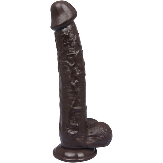 10.8 inch Black Brown Realistic Dildo,2'' Diameter Thick Lifelike Huge Penis with Powerful Suction Cups Hands-Free Play G-spot Anal Simulate, Silicone Cock Vagina Anal Sex Toys for Women and Men