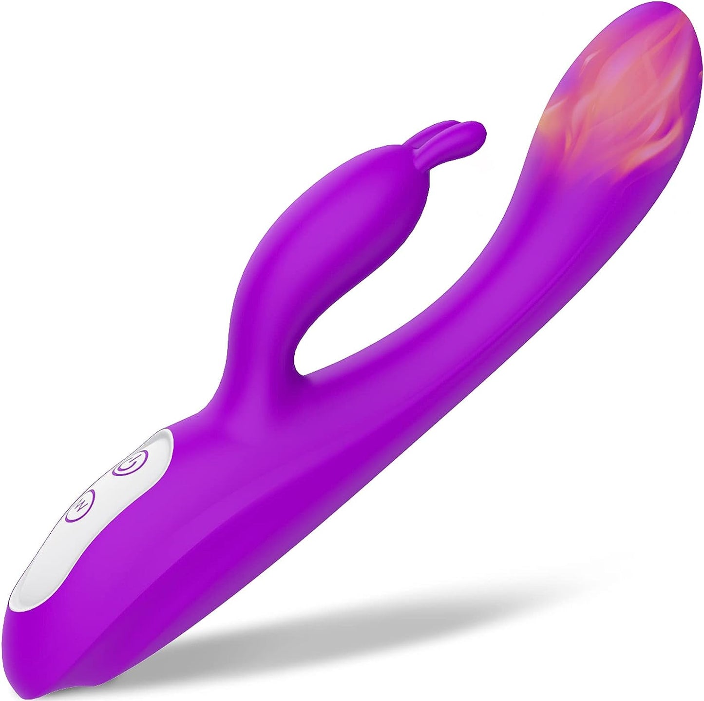 G Spot Rabbit Vibrator with Heating Function and Bunny Ears for Clitoris G-spot Stimulation,Waterproof Dildo Vibrator with 9 Powerful Vibrations Dual Motor Stimulator for Women or Couple Fun(Purple)