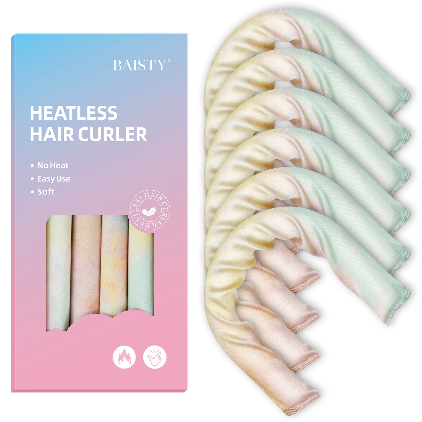 6PCS Soft Heatless Hair Curlers to Sleep In, Heatless Curls Overnight, No Heat Curlers for Long Hair Medium Hair, Silk Heatless Hair Curler, Overnight Blowout Rods, Heatless Curling Rod