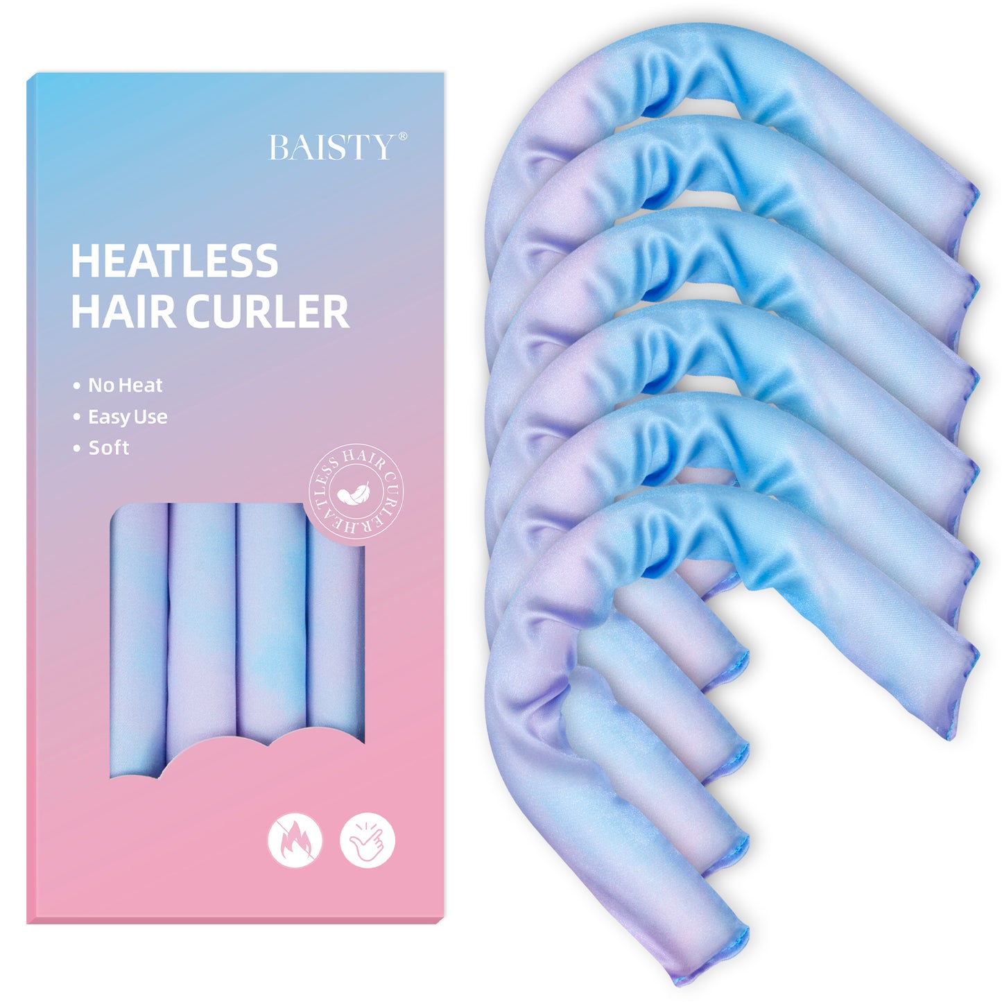 6PCS Soft Heatless Hair Curlers to Sleep In, Heatless Curls Overnight, No Heat Curlers for Long Hair Medium Hair, Silk Heatless Hair Curler, Overnight Blowout Rods, Heatless Curling Rod