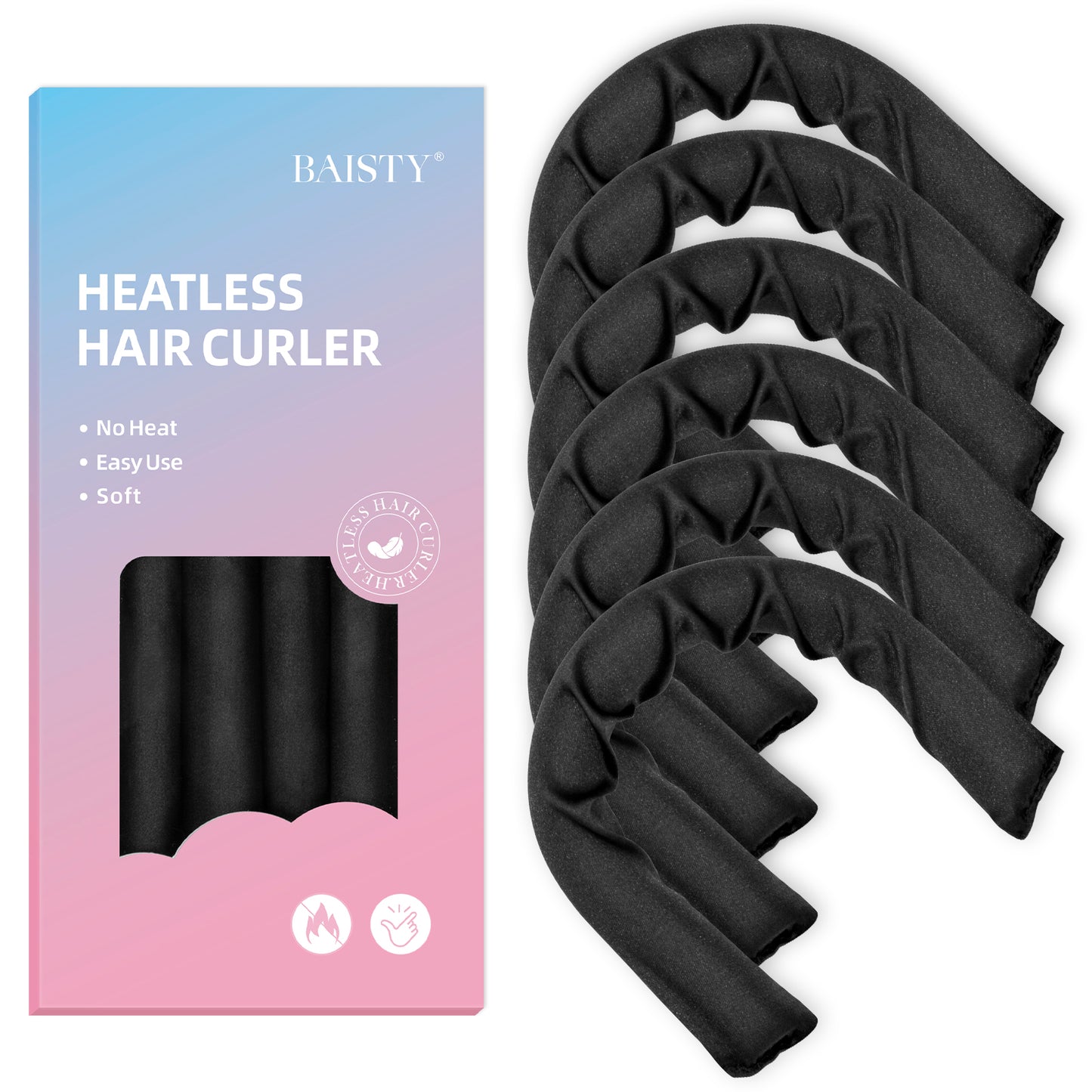 6PCS Soft Heatless Hair Curlers to Sleep In, Heatless Curls Overnight, No Heat Curlers for Long Hair Medium Hair, Silk Heatless Hair Curler, Overnight Blowout Rods, Heatless Curling Rod