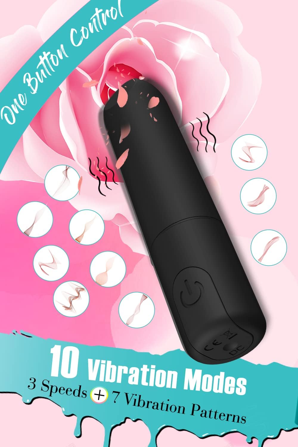 Bullet Vibrator with Angled Tip for Precision Clitoral Stimulation, Discreet Rechargeable Lipstick Vibe with 10 Vibration Modes Waterproof Nipple G-spot Stimulator Sex Toys for Women (Black)