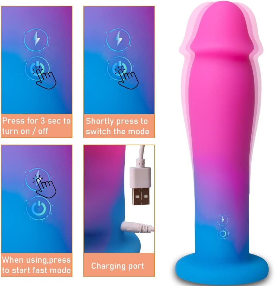 Realistic Dildo Vibrator with Strong Suction Cup,8 Vibrating Speeds Consolador for Clitoral G-spot Stimulation,Liquid Silicone Adult Sex Toy Electric Massager Compatible with Strap on Harness