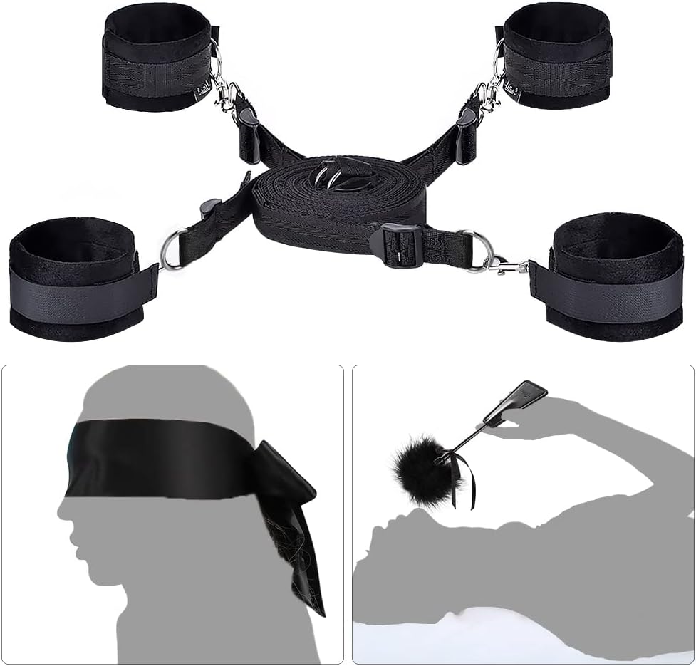 Sex Bondage BDSM Kit UTIMI Restraints Set Sex Toys with Hand Cuffs Ankle Cuff Bondage Collection & Blindfold & Tickler Included