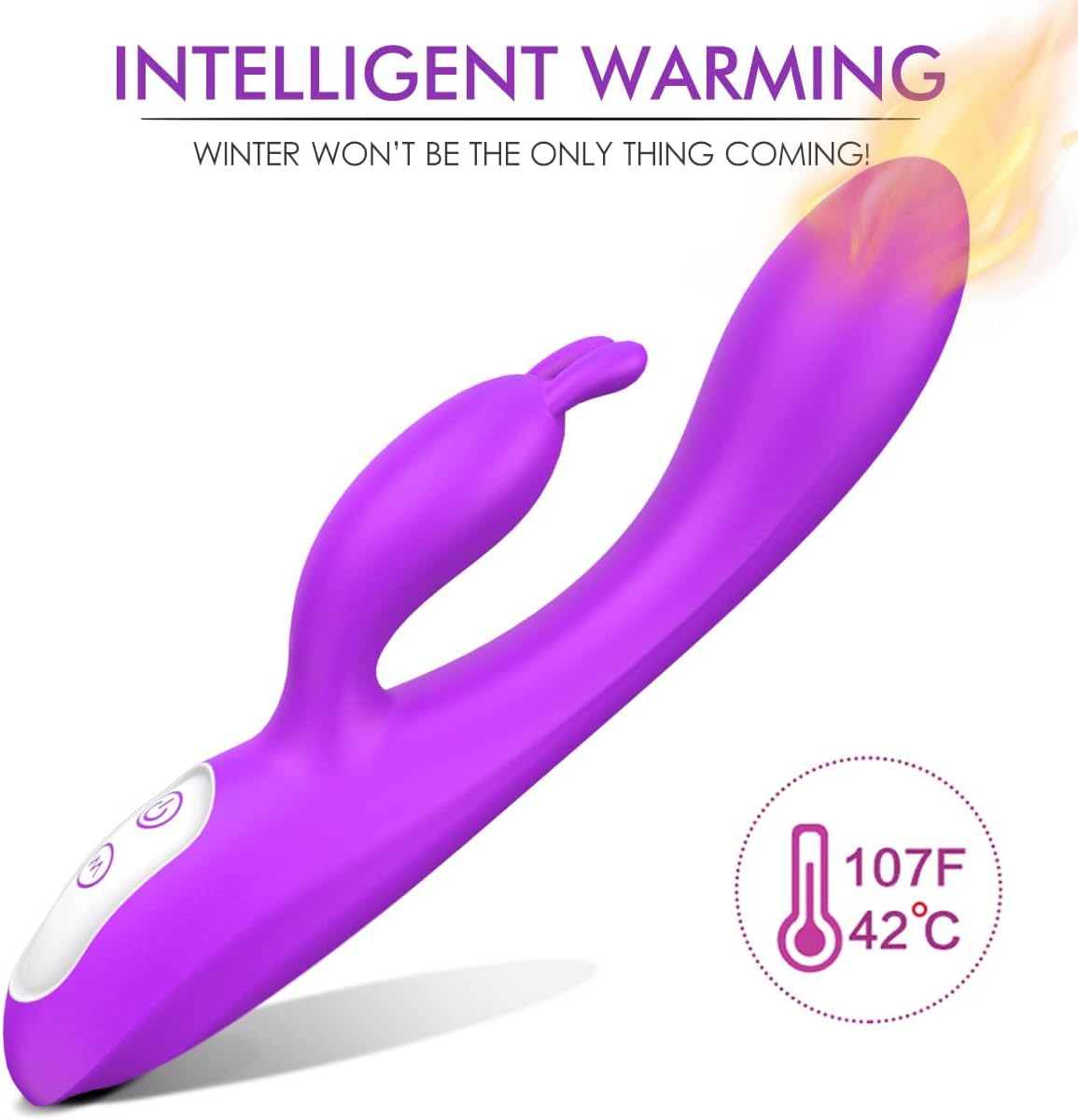 G Spot Rabbit Vibrator with Heating Function and Bunny Ears for Clitoris G-spot Stimulation,Waterproof Dildo Vibrator with 9 Powerful Vibrations Dual Motor Stimulator for Women or Couple Fun(Purple)