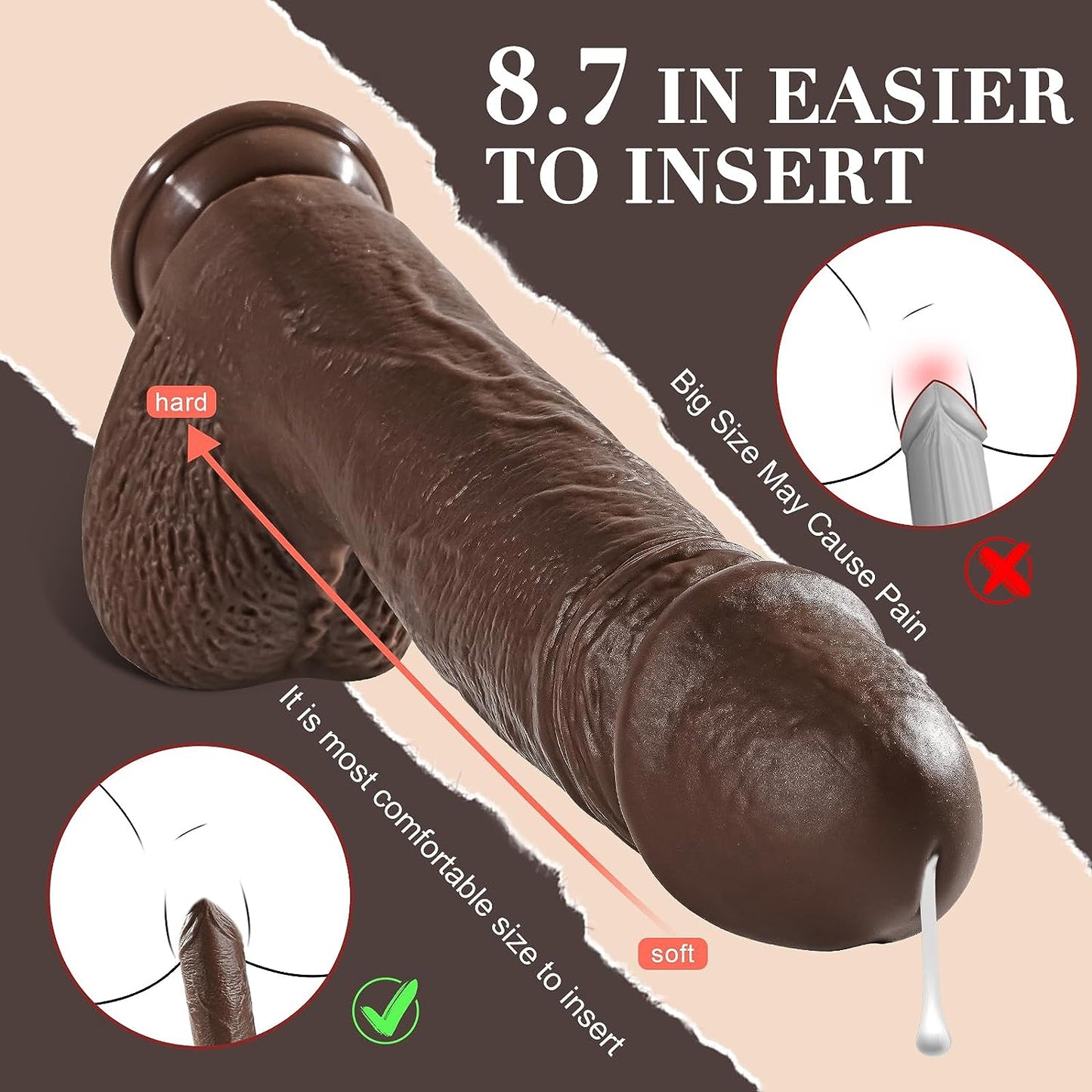 Womens Sex Toys Thrusting Vibrating Dildo Vibrator with Rotating Heating, 8.7" Black Realistic Dildos with Remote Control for G Spot Anal Stimulator, Silicone Sex Toy for Women Men Couples