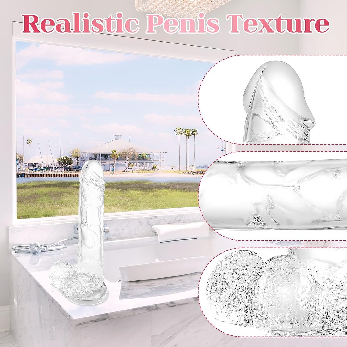 7.3 inch Soft Realistic Dildo, Human Safety Material, with Powerful Suction Cups, Suitable for Women/Men, Adult Toys for Women or Beginer