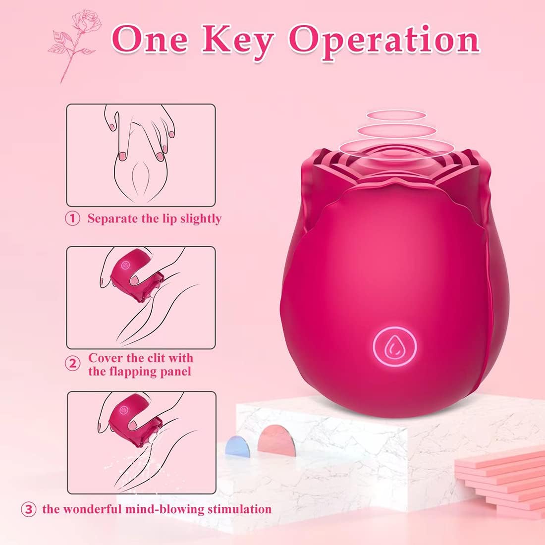 Rose Toys Clitoral Vibrator for Women, Sex Stimulator with 7 Mind-Blowing Tapping Modes, Nipple Teasing Clitoris Masturbating Things for Sexual Pleasure, Vibrating Adult Sex Toy Red