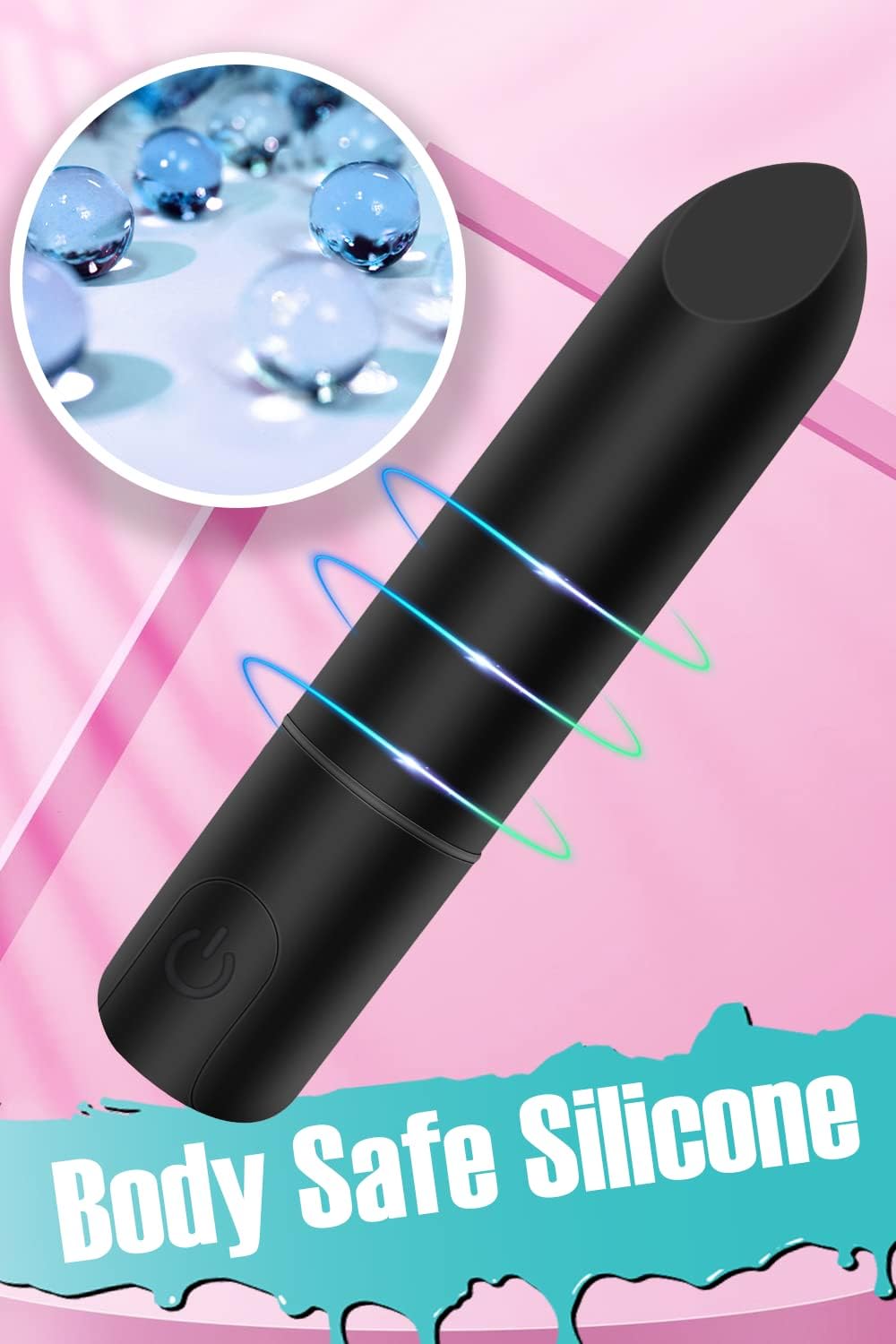 Bullet Vibrator with Angled Tip for Precision Clitoral Stimulation, Discreet Rechargeable Lipstick Vibe with 10 Vibration Modes Waterproof Nipple G-spot Stimulator Sex Toys for Women (Black)