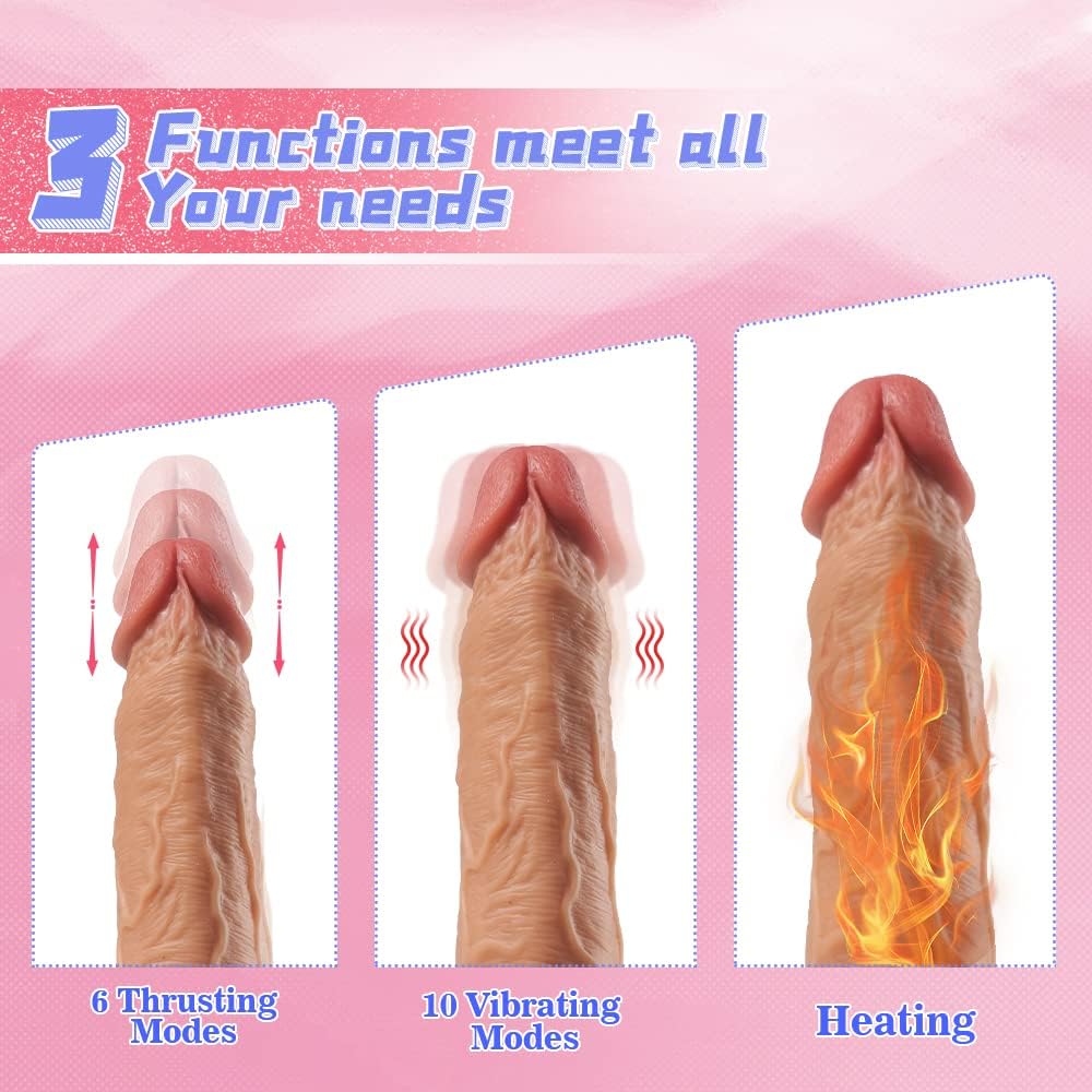 Thrusting Dildo Vibrator with 6 Powerful Thrusting Speeds&10 Vibrations & Heating G-Spot Dildo Sex Toy, Lubisey Silicone Realistic Vibrating Dildos for Women Adult Sex Toys & Games 7.8''