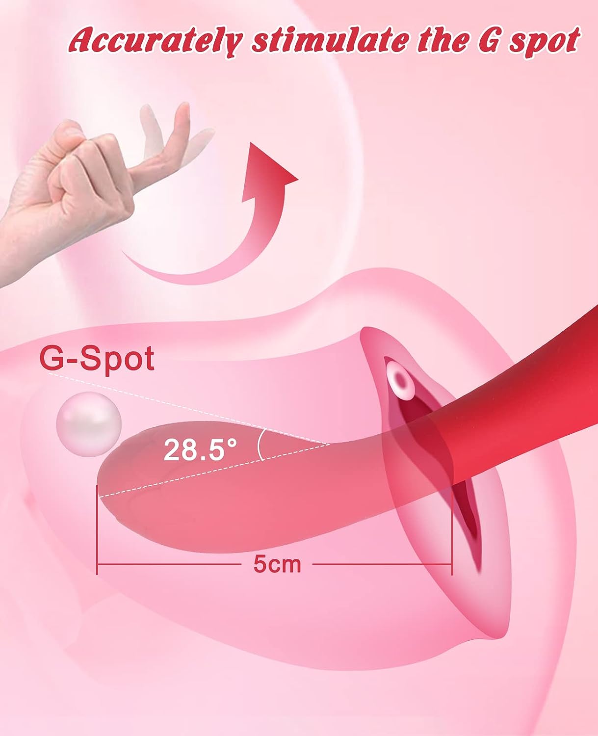 G-Spot Powerful Rose Vibrator, Waterproof Dildo Clit Stimulator with 10 Vibration Modes, Softer and Flexible Sex Toy for Women, Clitoral Vibrator (Red)