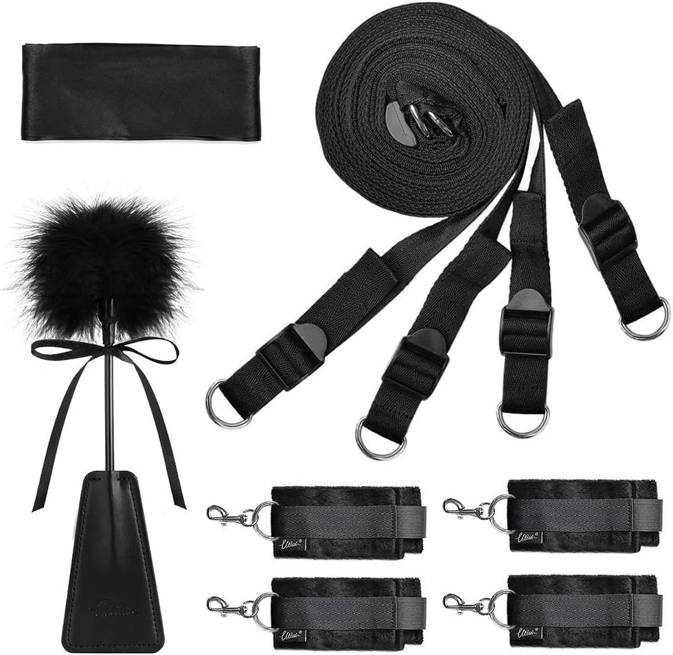 Sex Bondage BDSM Kit UTIMI Restraints Set Sex Toys with Hand Cuffs Ankle Cuff Bondage Collection & Blindfold & Tickler Included