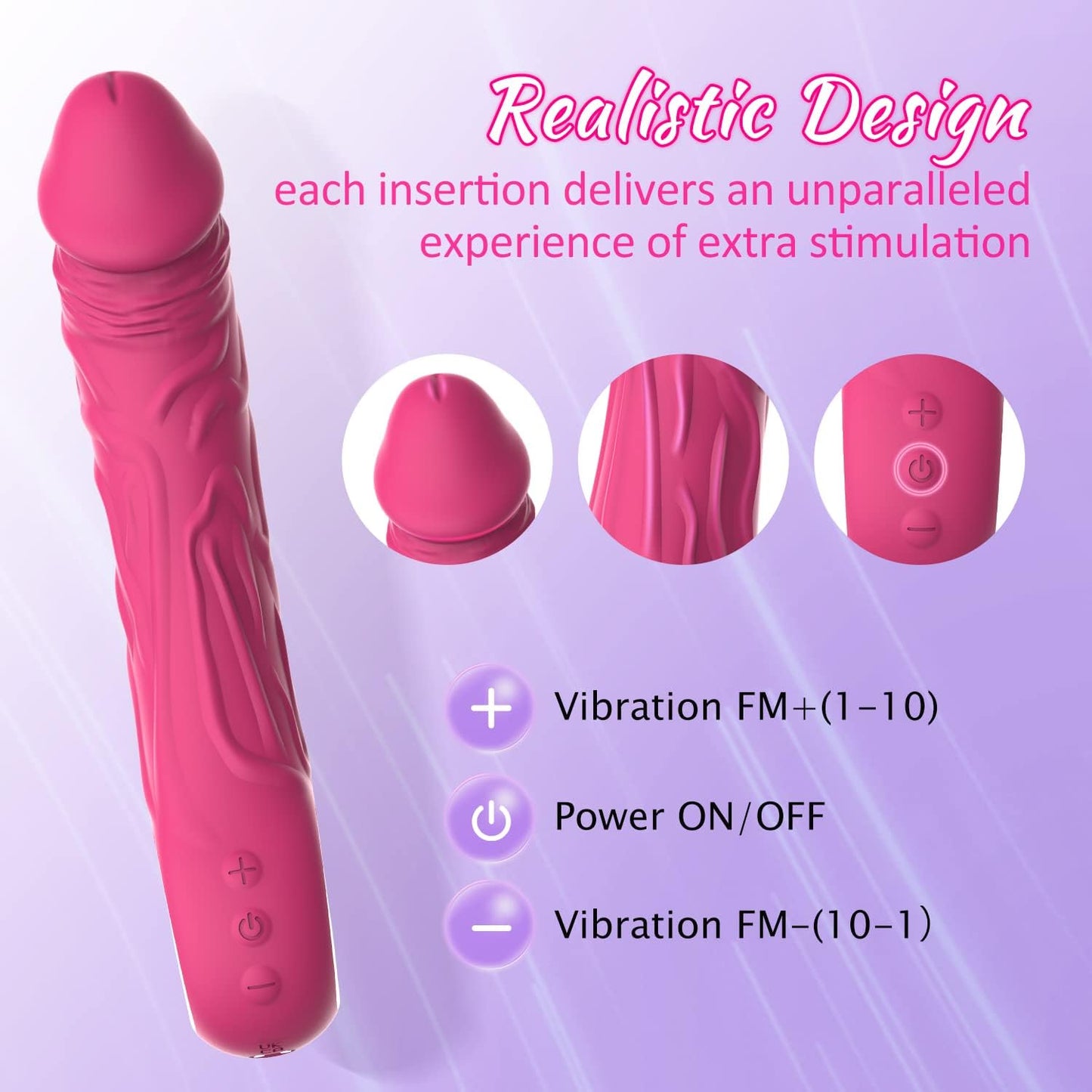 Realistic Dildo Vibrator for Women, Sex Toys for Women Clitoris G Spot Anal Stimulator with 10 Powerful Vibration Mode, Waterproof Powerful Vibrator for Women and Couples