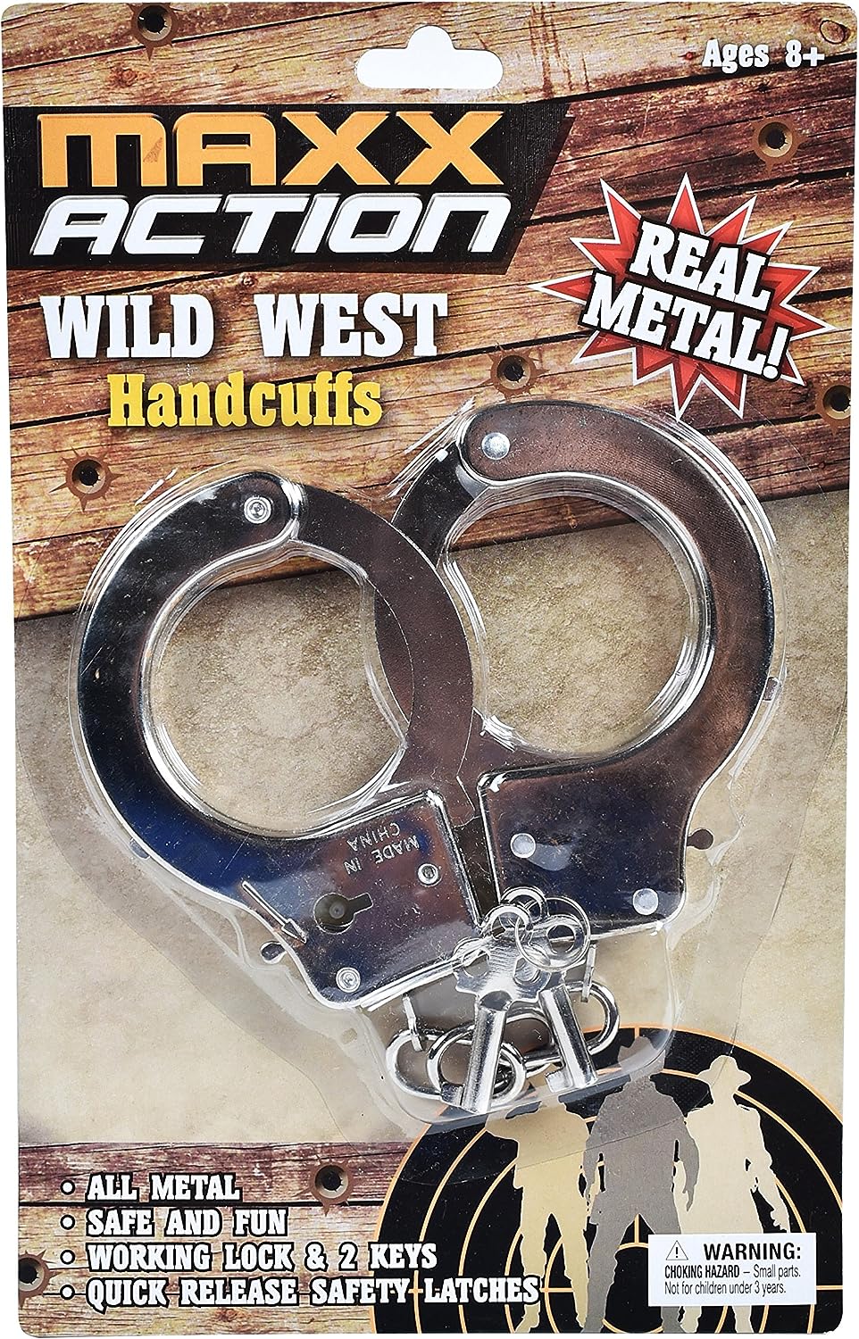 Western Deluxe Toy Cuffs with Key Western Handcuffs Role Play Toys | Cowboy Sheriff Police Costume for Kids | Two Keys with Safety Release – Maxx Action