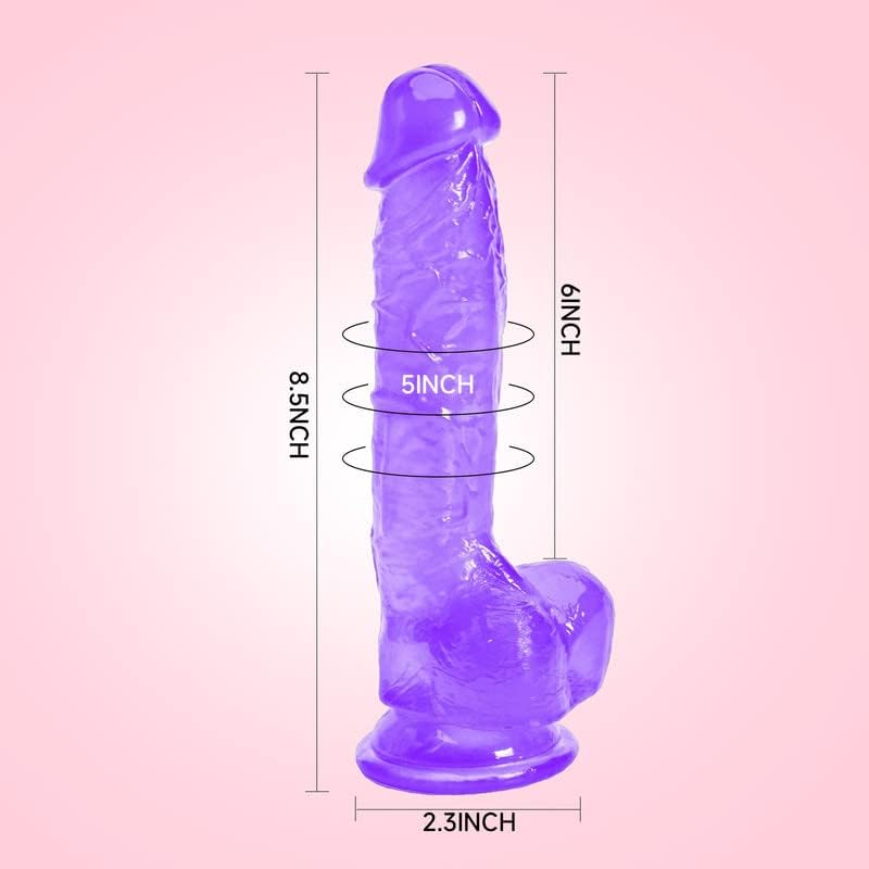 Dildo, Sexual Pleasure Tools for Women, Purple Dildo, 8.5 Inch Ultra Soft Lifelike Silicone Big Realistic Dildo with Strong Suction Cup G Spot Stimulator Adult Toys Beginer Sexual for Adult, Purple