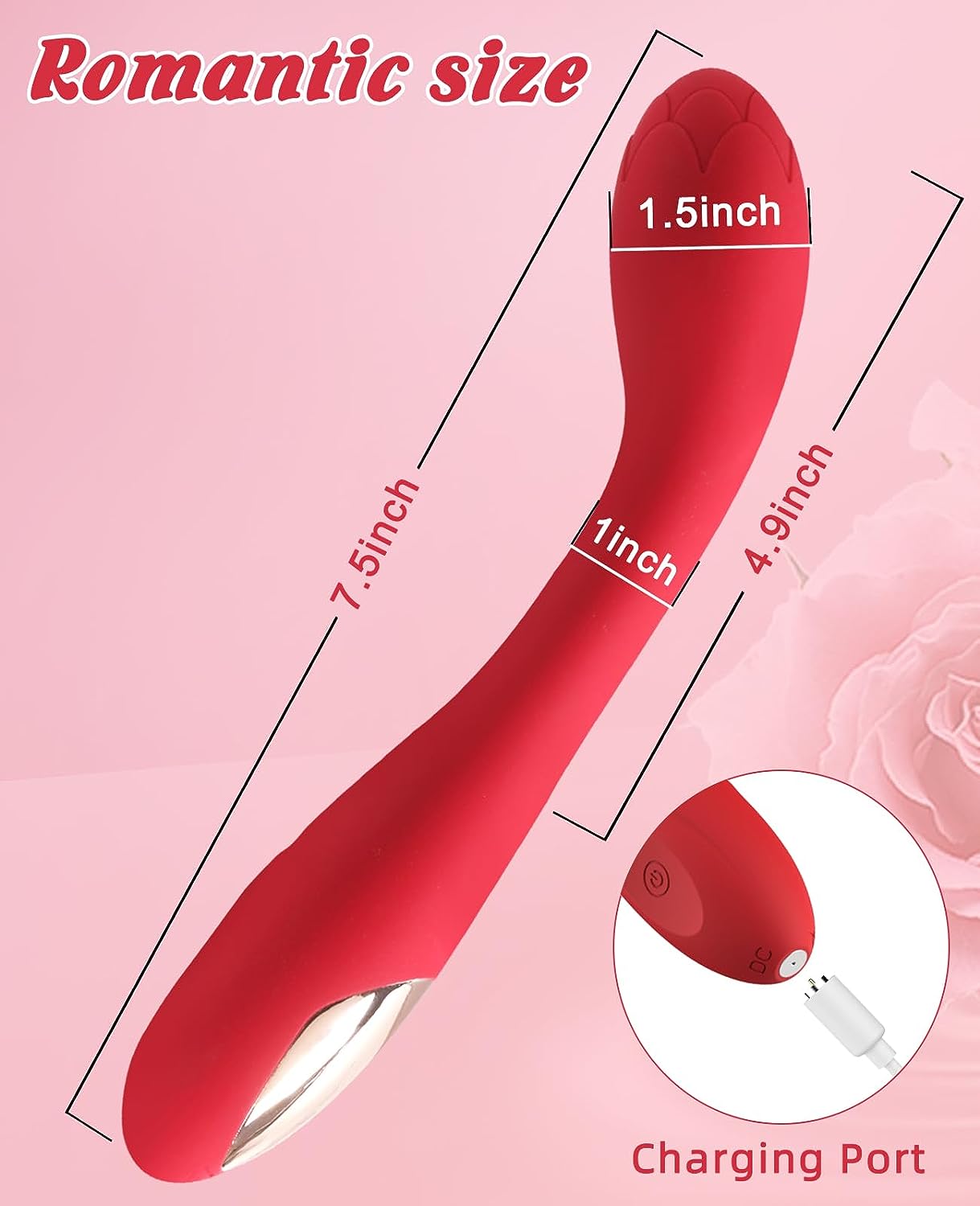 G-Spot Powerful Rose Vibrator, Waterproof Dildo Clit Stimulator with 10 Vibration Modes, Softer and Flexible Sex Toy for Women, Clitoral Vibrator (Red)