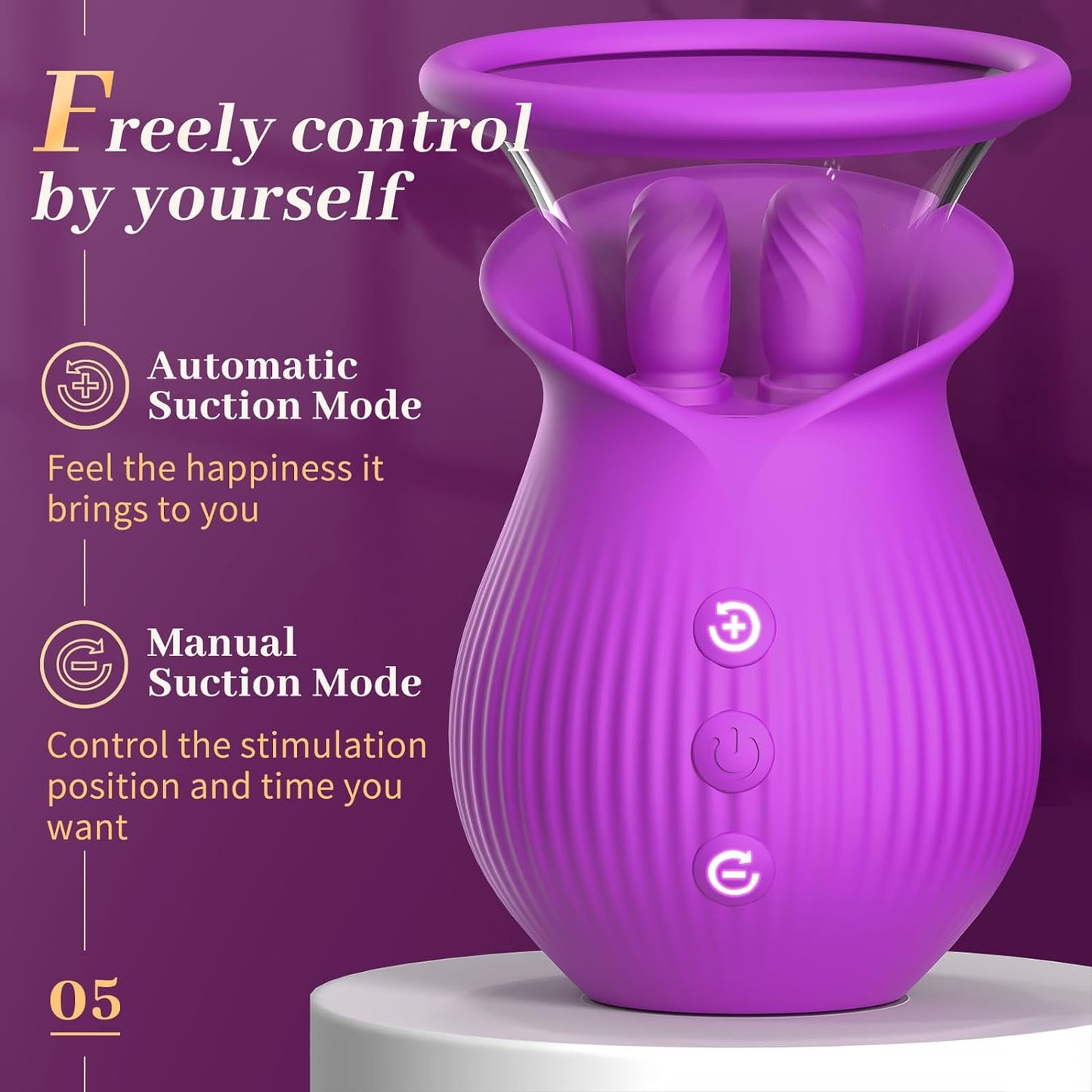 Sex Toys for Women Rose Vibrators - 3in1 Rose Adult Sex Toy with 2 Suction Cups Female Ciltoral Nipple G Spot Vibrator with 10 Licking Sucking Vibrating Sex Stimulator Sucker Machine for Woman Couple