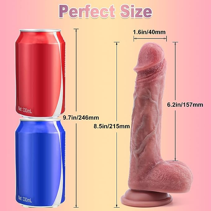 Realistic Dildos Feels Like Skin Adult Sex Toys for Women, Soft Silicone Anal Dildo with Strong Suction Cup for Hands-Free Play, Vlatne Dildo with Balls Lifelike Fake Penis G Spot Stimulator, 8.5''