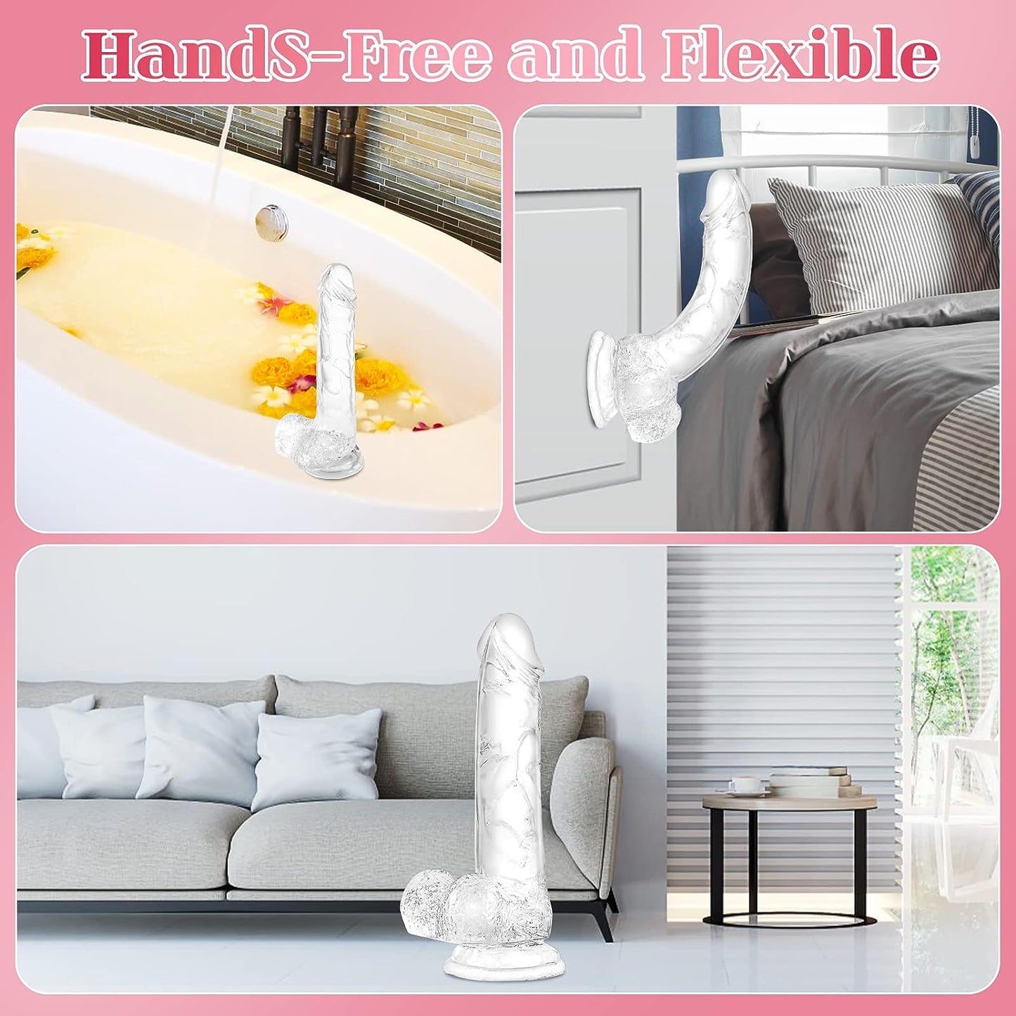 7.3 inch Soft Realistic Dildo, Human Safety Material, with Powerful Suction Cups, Suitable for Women/Men, Adult Toys for Women or Beginer