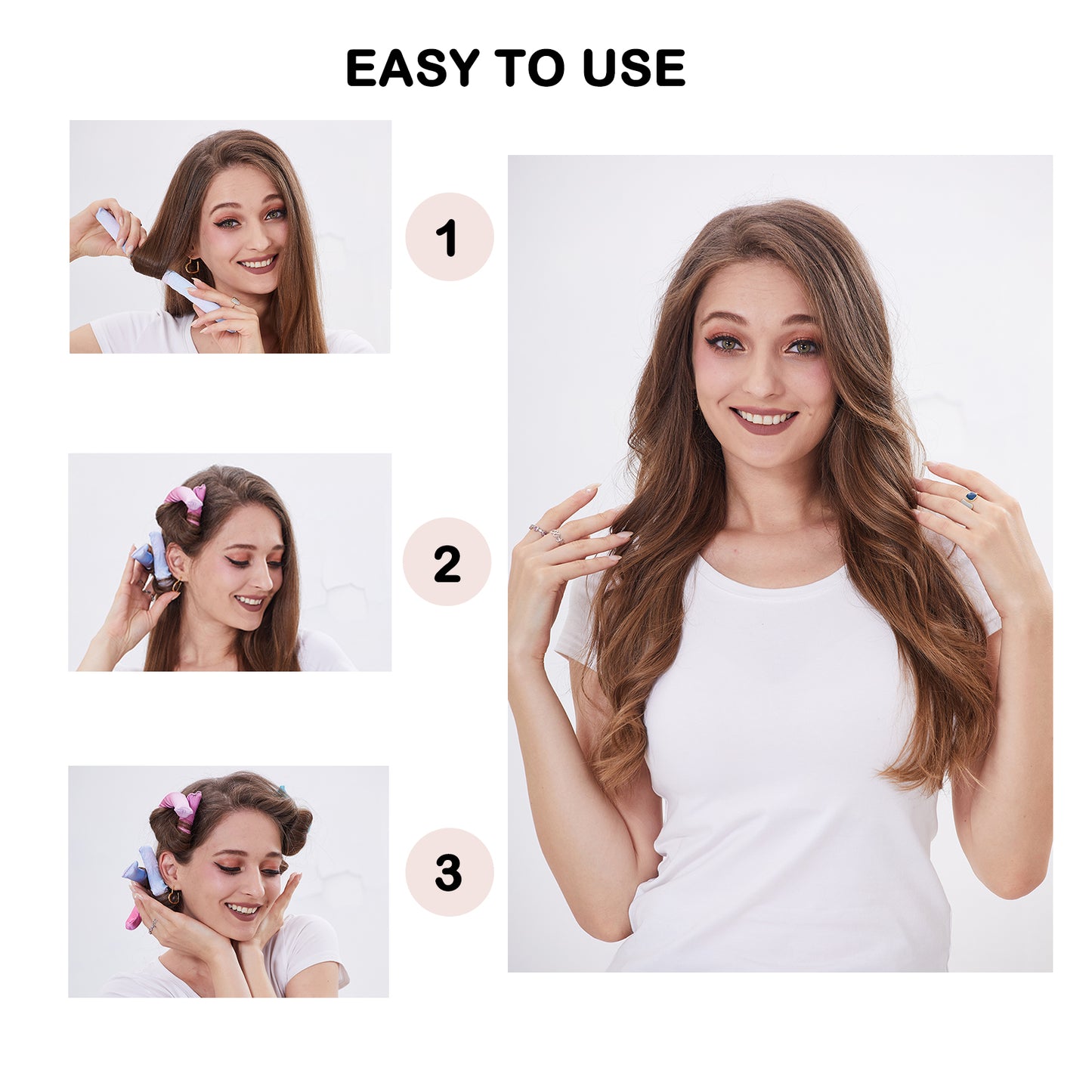 6PCS Soft Heatless Hair Curlers to Sleep In, Heatless Curls Overnight, No Heat Curlers for Long Hair Medium Hair, Silk Heatless Hair Curler, Overnight Blowout Rods, Heatless Curling Rod