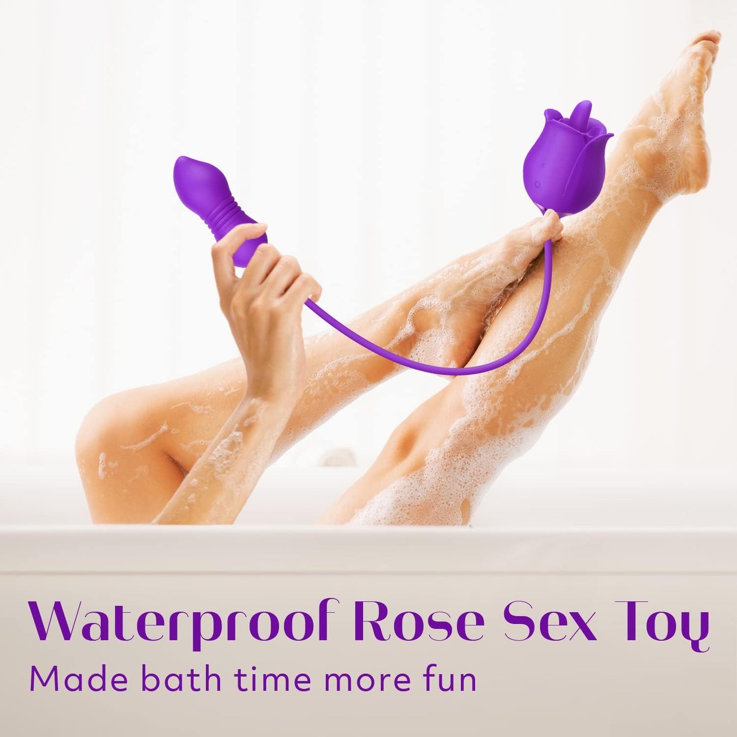 Rose Sex Toy Dildo Vibrator - 3in1 Rose Sex Stimulator for Women with 9 Tongue Licking & Thrusting Dildo